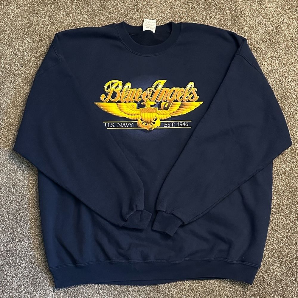 Vintage Jerzees Navy Blue Angels Crewneck Sweater
